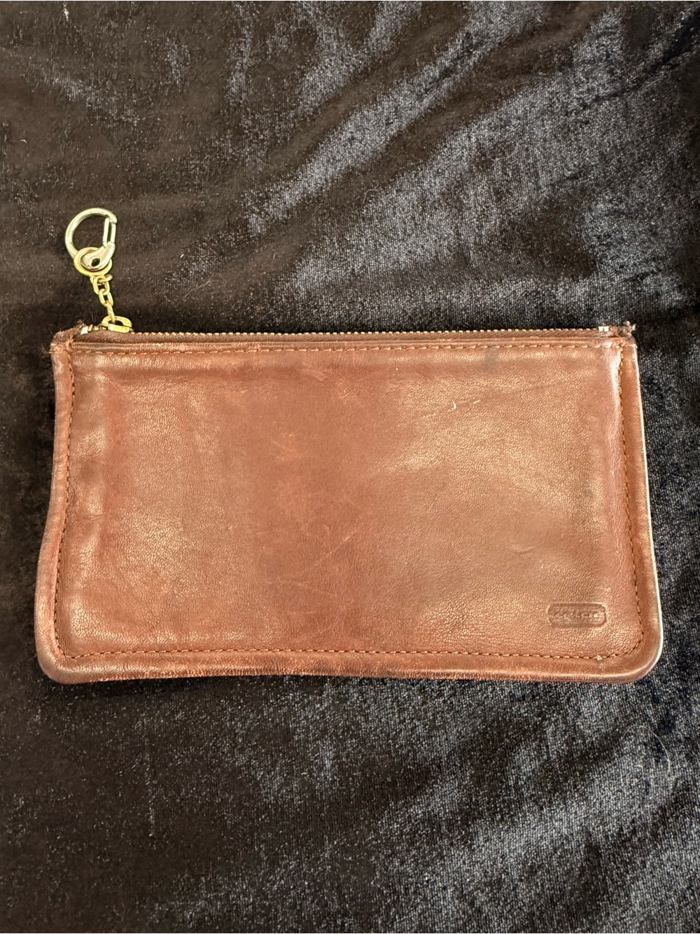 Coach  Brown Leather Zip Pouch with Key Clip